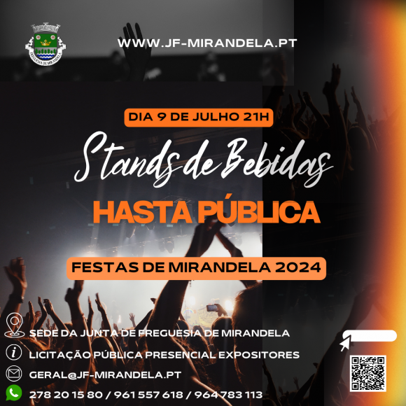 Junta de Freguesia promove nova sessão de licitação dos "Stands de Bebidas" em locais centrais das Festas de Mirandela