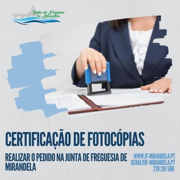 A Junta de Freguesia Certifica Fotocópias |