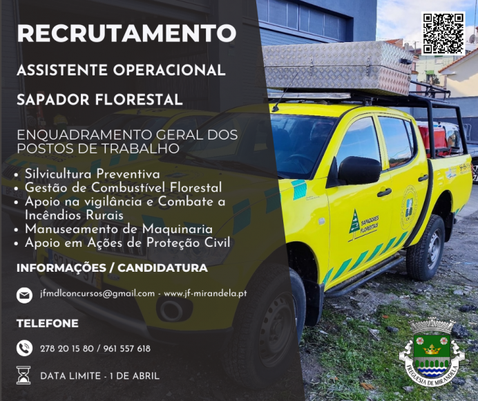 Recrutamento de Assistente Operacional - Sapador Florestal