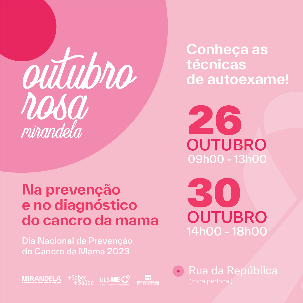 Saúde e Bem-estar | Mirandela assinala Dia Nacional de Prevenção do Cancro da Mama com campanha de sensibilização para o autoexame 