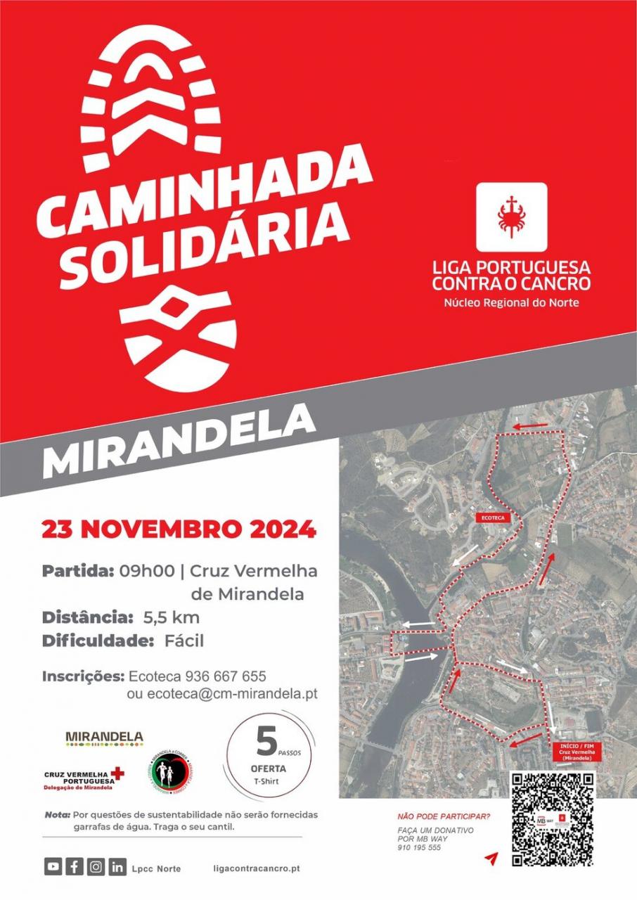 Caminhada na Cidade de Mirandela - Liga Portuguesa Contra o Cancro - Junte-se a nós e caminhe pela luta contra o cancro!